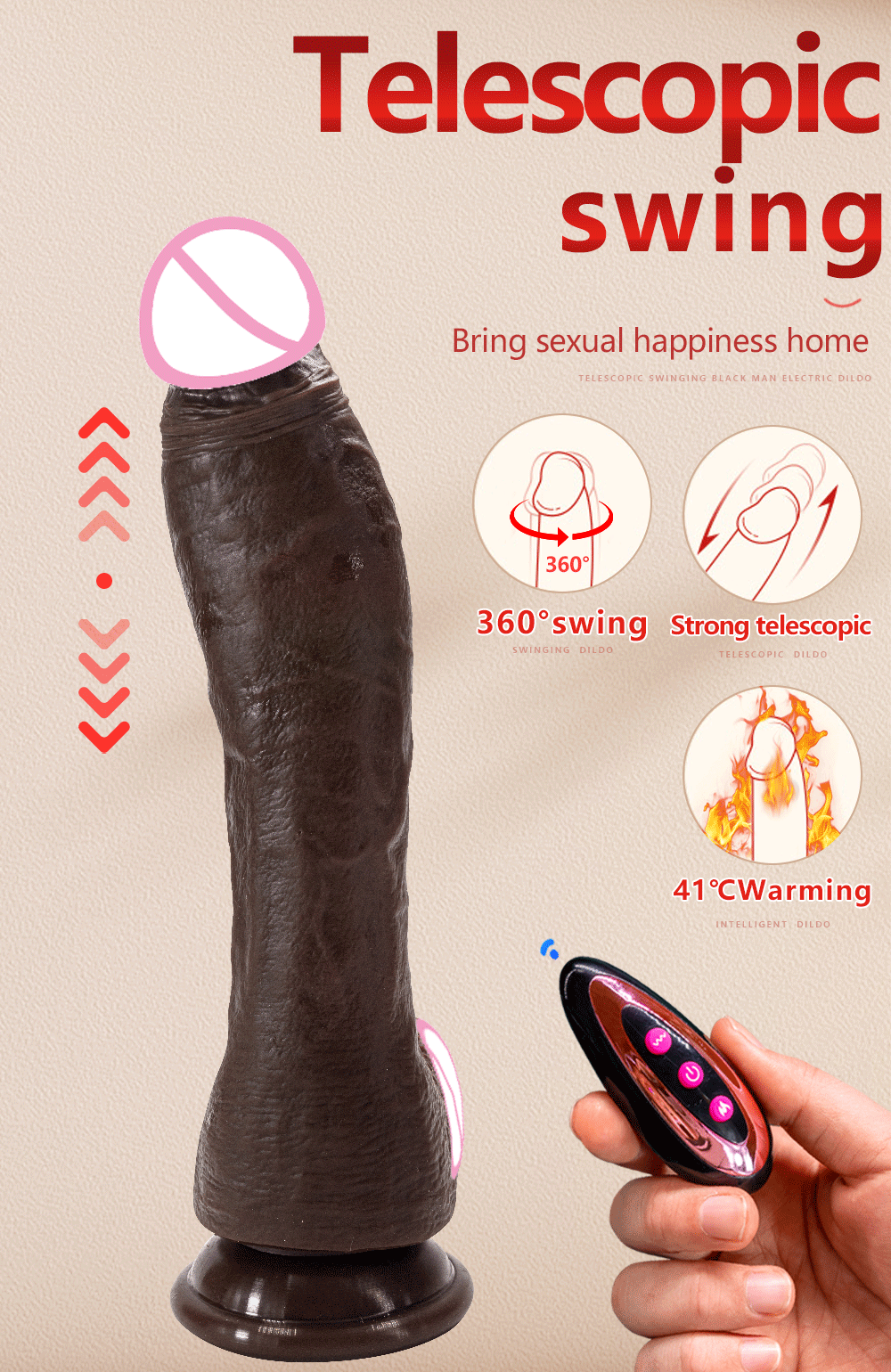 Big Vibrator Dildo for Women Heating Thrusting Realistic Sex Machine Sex Toys Dick Realistic Wireless Telescopic Dildo For Women