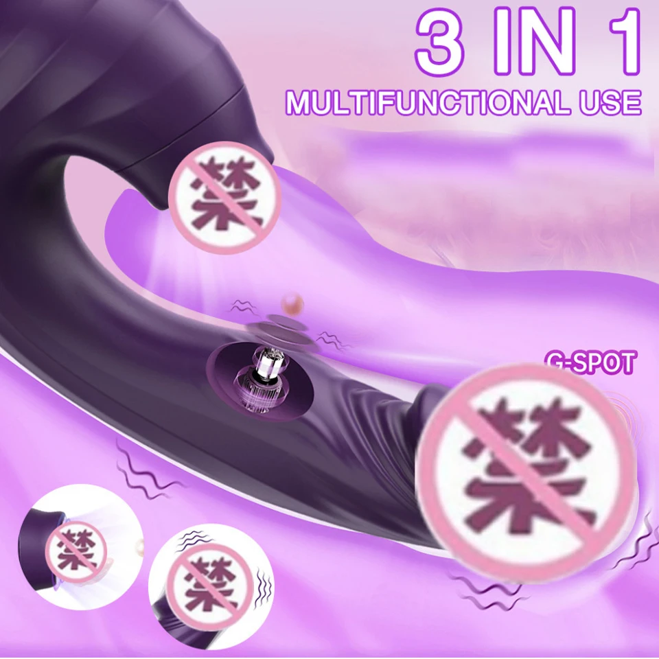 G-Spot Vibrators Silicone Dildo Dual vibrator female Realistic Penis 3 In 1 Licking Machine Clit Stimulator Sex Toy for Women