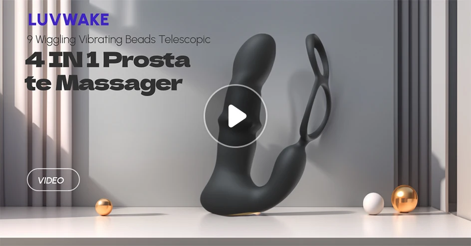 9 Wiggling Thrusting Beads Prostate Massager Vibrating Butt Plug with Penis Ring Vibrator Anal Dildo Prostate Stimulor for Men