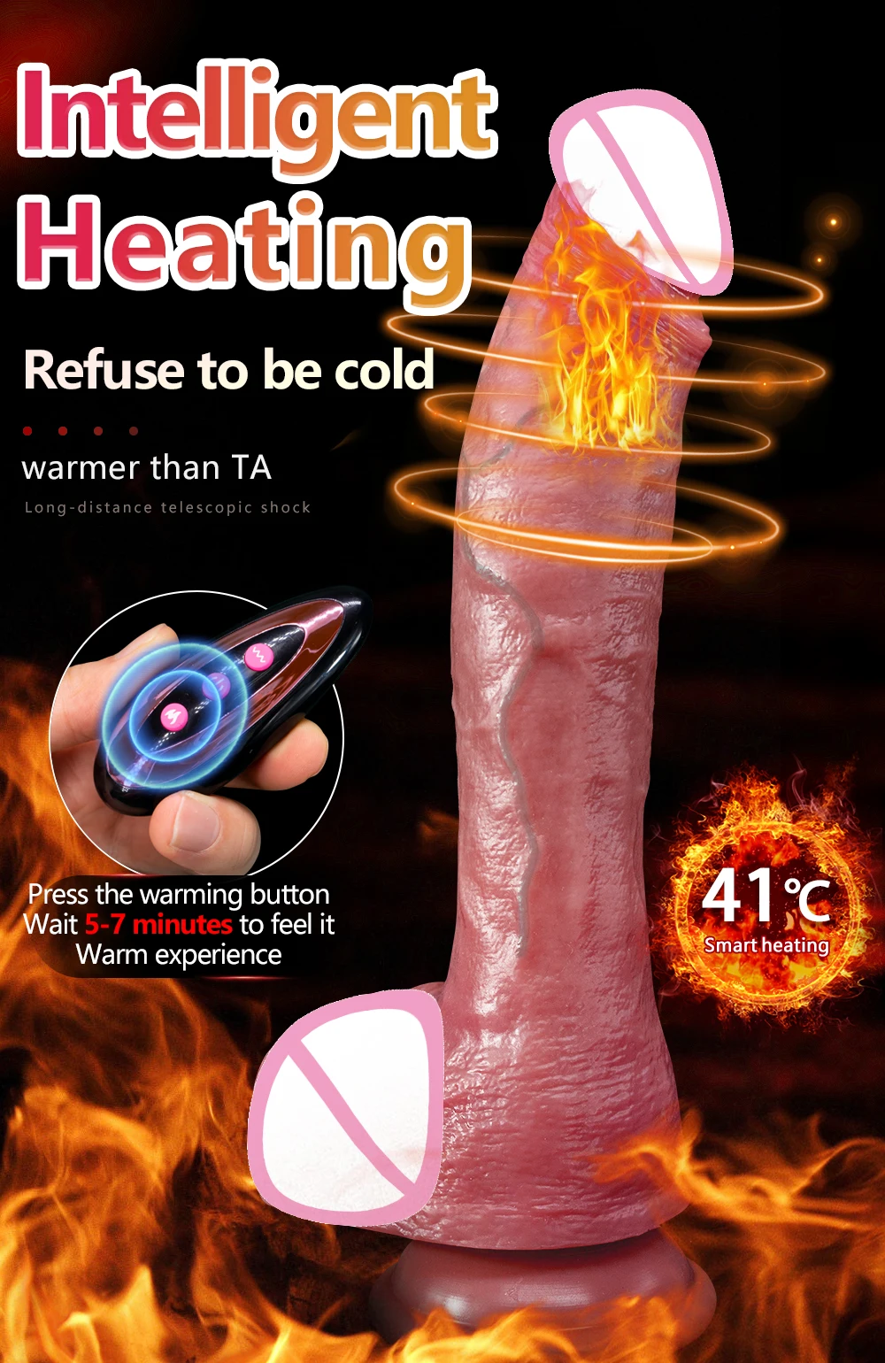 Big Telescopic Realistic Vibrating Dildo Vibrator Heating Thrusting Dildo Sex Toy G-spot Anal Stimulation Vibrating for Women
