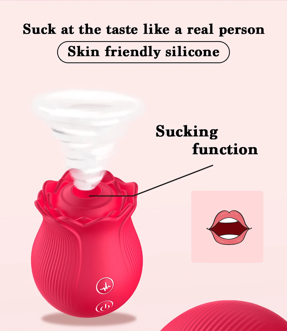 Rose Sucking Thrusting Dildo Vibrator for Women Nipple Clit Stimulator Vibrating Egg Tongue Licking Clitoris Sucker Sex Toy