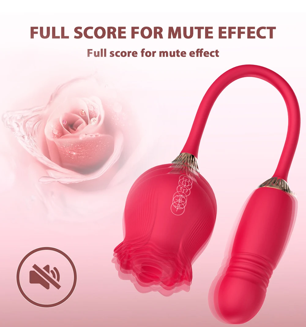Rose Sucking Thrusting Dildo Vibrator for Women Nipple Clit Stimulator Vibrating Egg Tongue Licking Clitoris Sucker Sex Toy