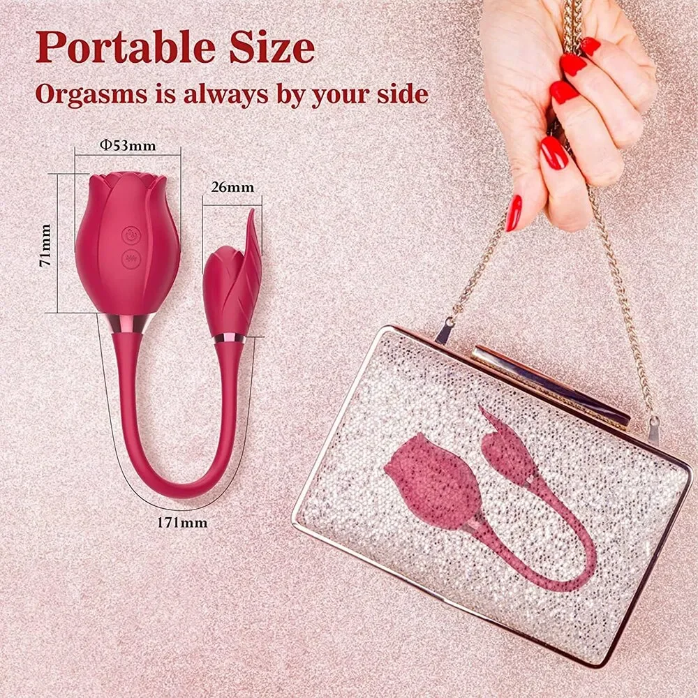 Rose Sucking Thrusting Dildo Vibrator for Women Nipple Clit Stimulator Vibrating Egg Tongue Licking Clitoris Sucker Sex Toy