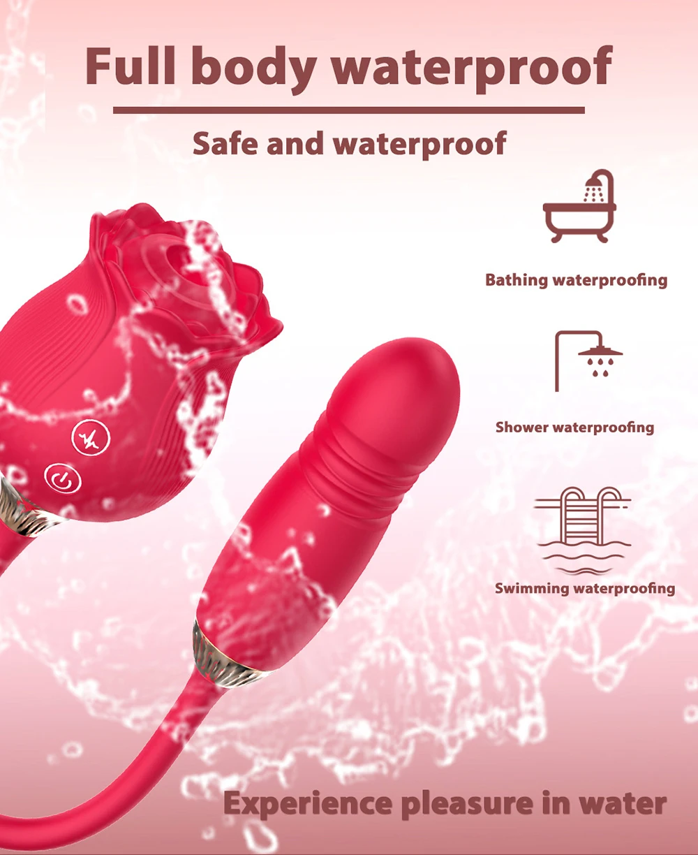 Rose Sucking Thrusting Dildo Vibrator for Women Nipple Clit Stimulator Vibrating Egg Tongue Licking Clitoris Sucker Sex Toy