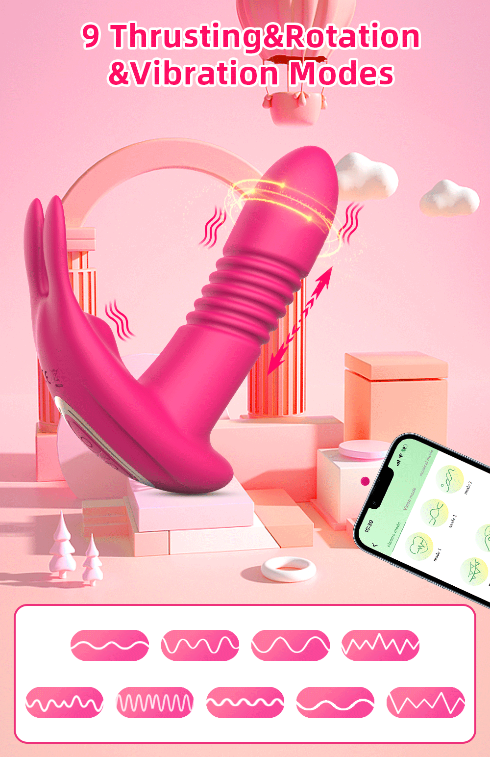 Bluetooth Thrusting Vibrator for Women Clitoris Stimulator APP Rotating Telescopic Dildo Remote Control G Spot Adult Sex Toy Bluetooth Thrusting Vibrator for Women Clitoris Stimulator APP Rotating Telescopic Dildo Remote Control G Spot Adult Sex Toy