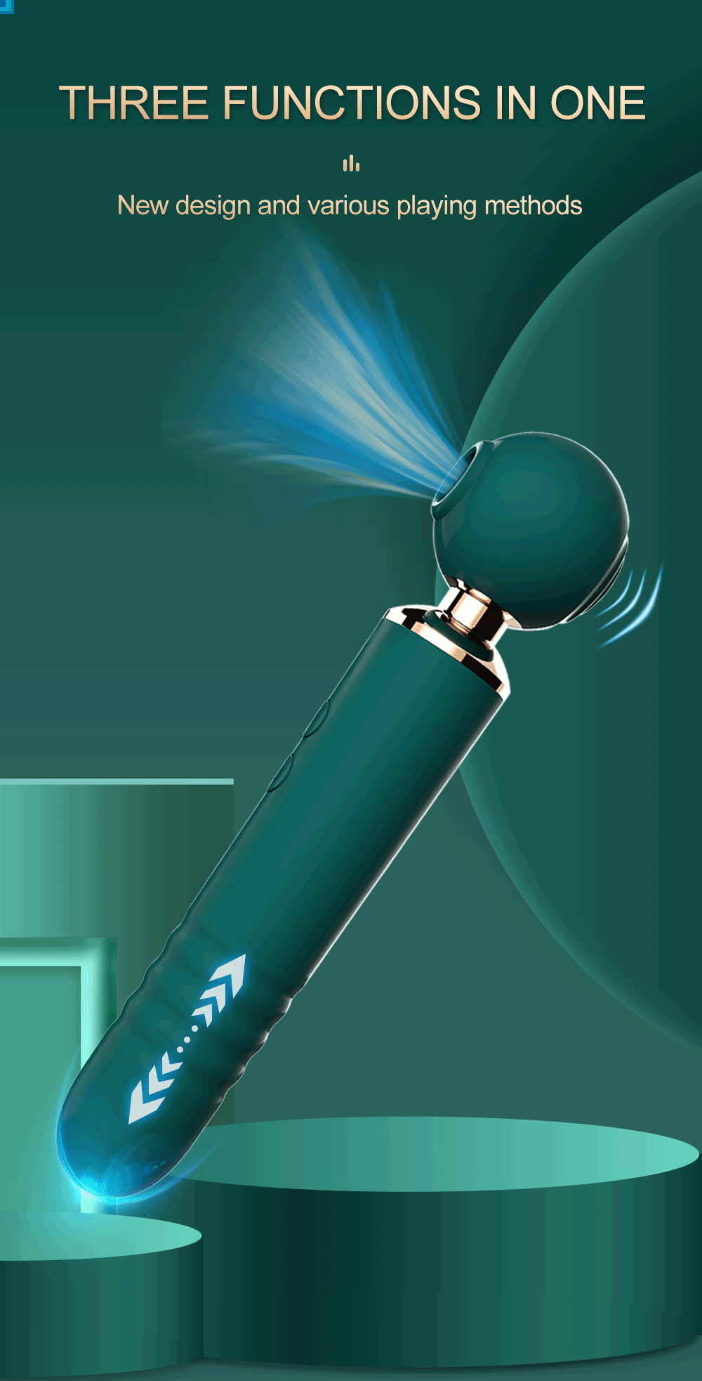 Rechargeable Thrusting Vibrators Powerful Av Magic Wand 3in1 Beating Clitoris G Spot Stimulator Sex Toys Clit Sucker For Women