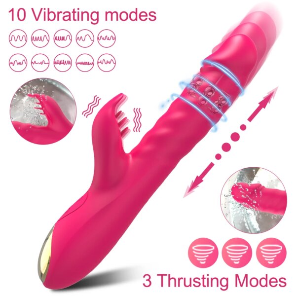 G Spot Vibrator for Women Sex Toy Vagina Clitoral Massager Powerful Vibration Telescopic Rotation Vibrator Licking Machine