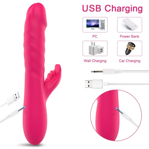 G Spot Vibrator for Women Sex Toy Vagina Clitoral Massager Powerful Vibration Telescopic Rotation Vibrator Licking Machine