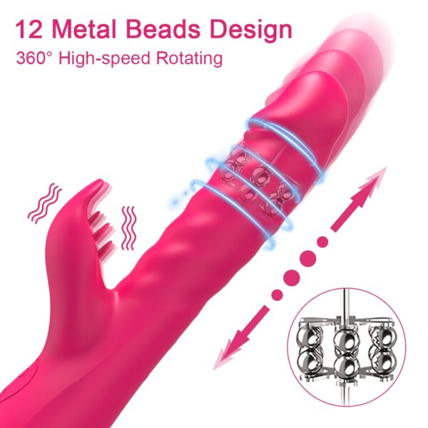 G Spot Vibrator for Women Sex Toy Vagina Clitoral Massager Powerful Vibration Telescopic Rotation Vibrator Licking Machine