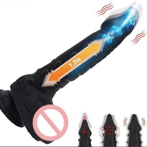Black Thrusting Vibrator Realistic Dildo Sex Toy for Women Silicone Suction Cup Penis Anal Animal Dragon Dick G-Spot Stimulation