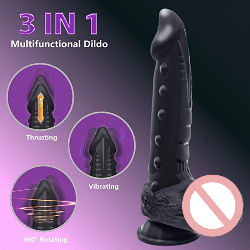 Black Thrusting Vibrator Realistic Dildo Sex Toy for Women Silicone Suction Cup Penis Anal Animal Dragon Dick G-Spot Stimulation Black Thrusting Vibrator Realistic Dildo Sex Toy for Women Silicone Suction Cup Penis Anal Animal Dragon Dick G-Spot Stimulation