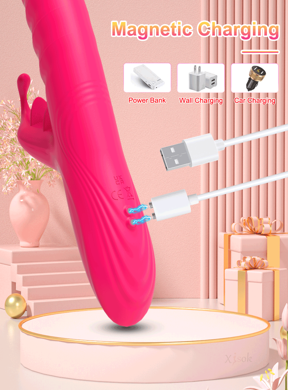 Rabbit Vibrator for Women Vagina G-Spot Nipple Clitoris Stimulator Thrusting Telescopic Rotating Dildo for Adult Sexy Toys