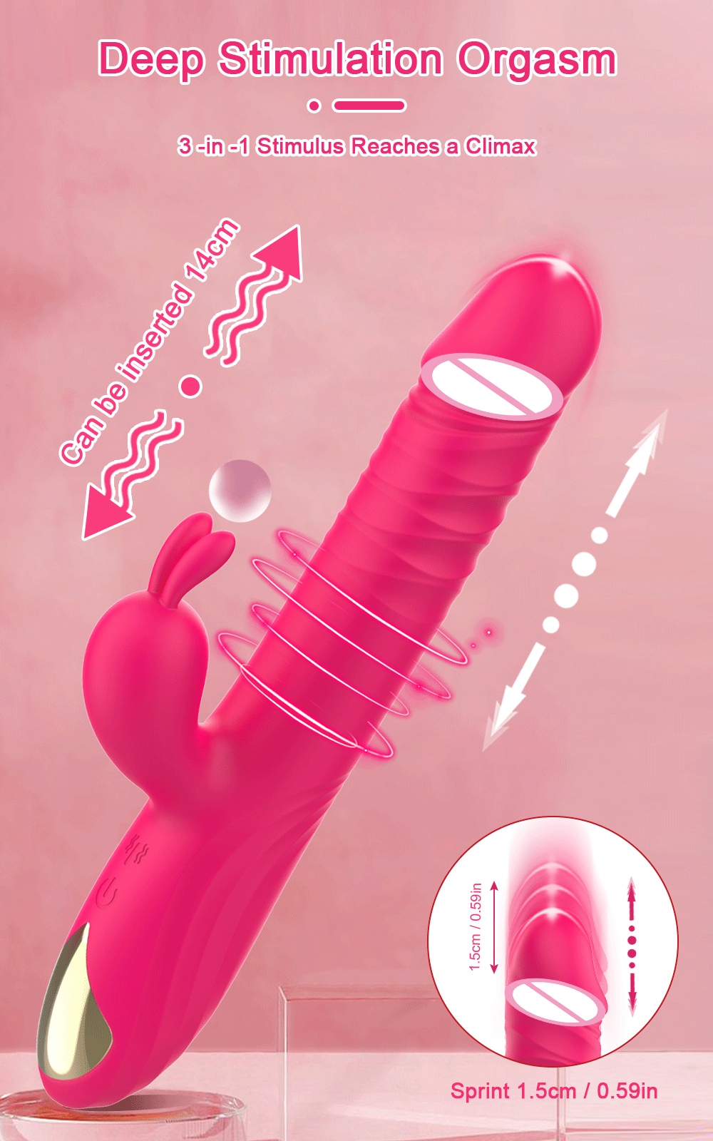 Rabbit Vibrator for Women Vagina G-Spot Nipple Clitoris Stimulator Thrusting Telescopic Rotating Dildo for Adult Sexy Toys
