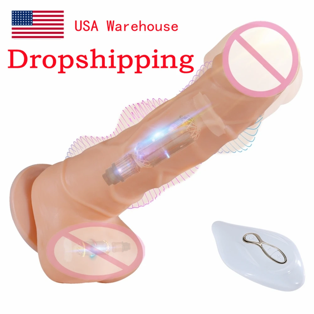 Peristaltic Vibrating Soft Realistic Dildo Vibrator with Suction Cup Silicone Swing Penis Remote Control Sex Toy for Women