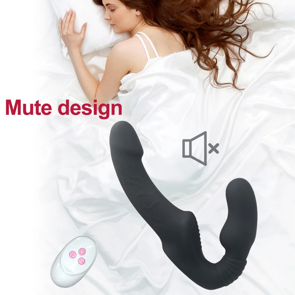 Strapless Strap-on Dildo Vibrator with Remote Control for Women Lesbian Couples G-Spot Double-Ended Adult Sex Toys with 10 Modes