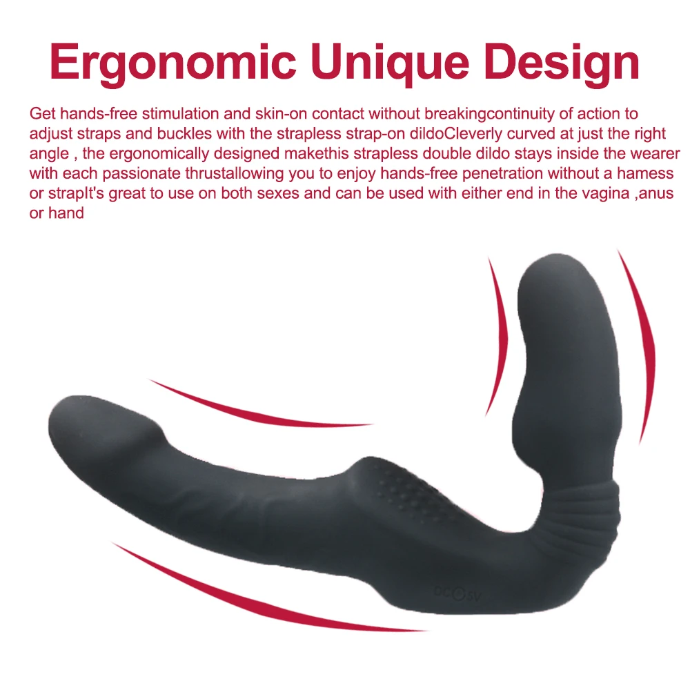 Strapless Strap-on Dildo Vibrator with Remote Control for Women Lesbian Couples G-Spot Double-Ended Adult Sex Toys with 10 Modes