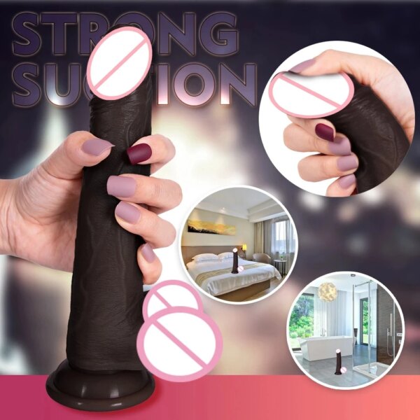3in1 Black Dildo Vibrators For Women Heating Thrusting Swing Silicone Suction Cup Vibrating Dildo Realistic Penis Adult Sex Toys