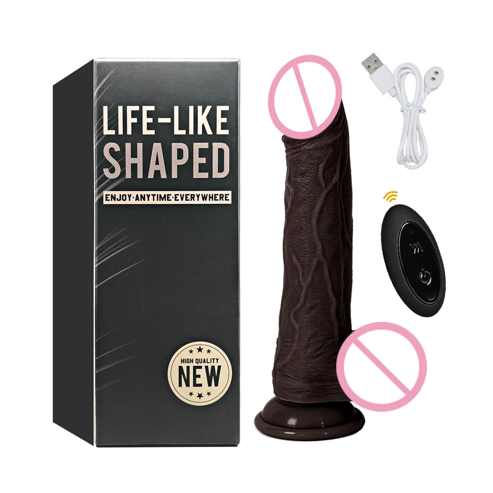 3in1 Black Dildo Vibrators For Women Heating Thrusting Swing Silicone Suction Cup Vibrating Dildo Realistic Penis Adult Sex Toys