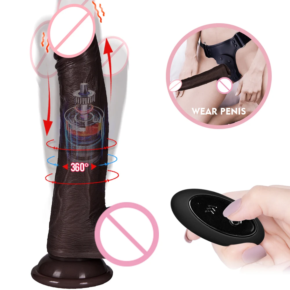 3in1 Black Dildo Vibrators For Women Heating Thrusting Swing Silicone Suction Cup Vibrating Dildo Realistic Penis Adult Sex Toys