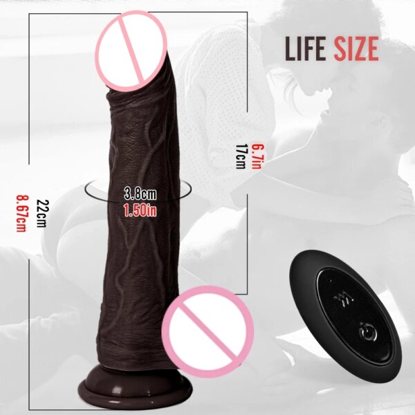 3in1 Black Dildo Vibrators For Women Heating Thrusting Swing Silicone Suction Cup Vibrating Dildo Realistic Penis Adult Sex Toys