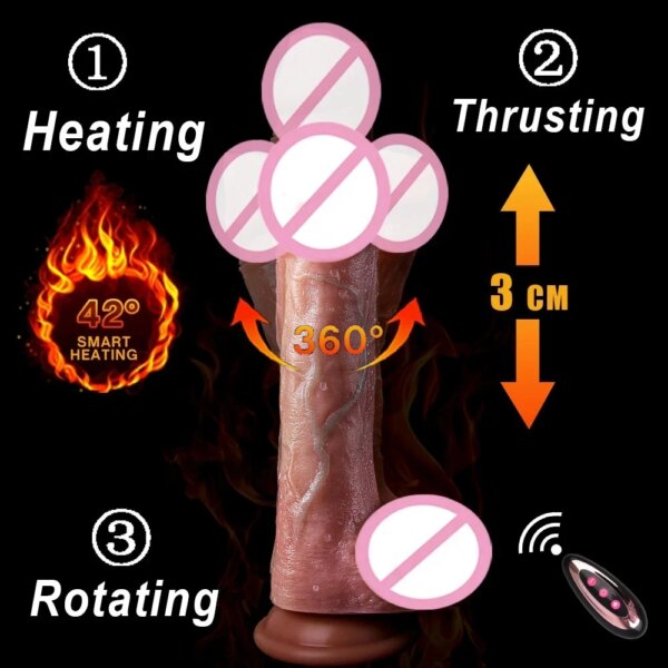 Telescopic Rotation Vibrator Realistic dildo Sex Toys vibrator With Suction Cup Heating Penis Remote Control Vibrator for Women