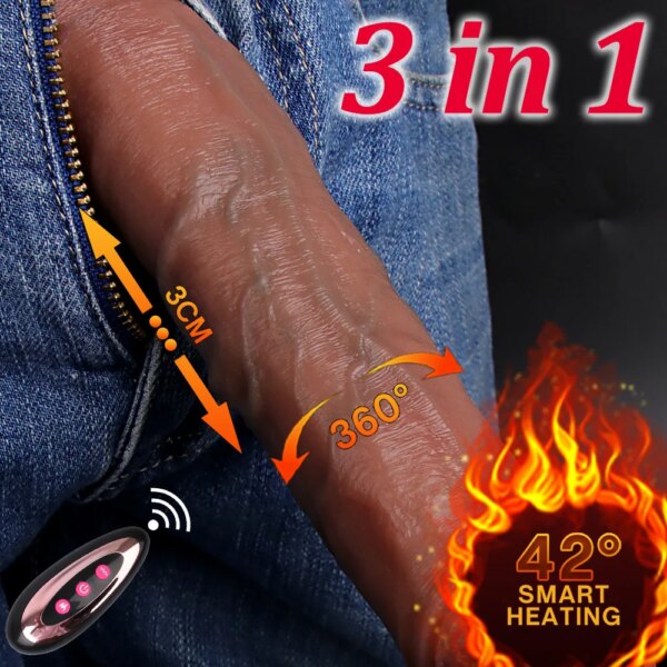 Telescopic Rotation Vibrator Realistic dildo Sex Toys vibrator With Suction Cup Heating Penis Remote Control Vibrator for Women