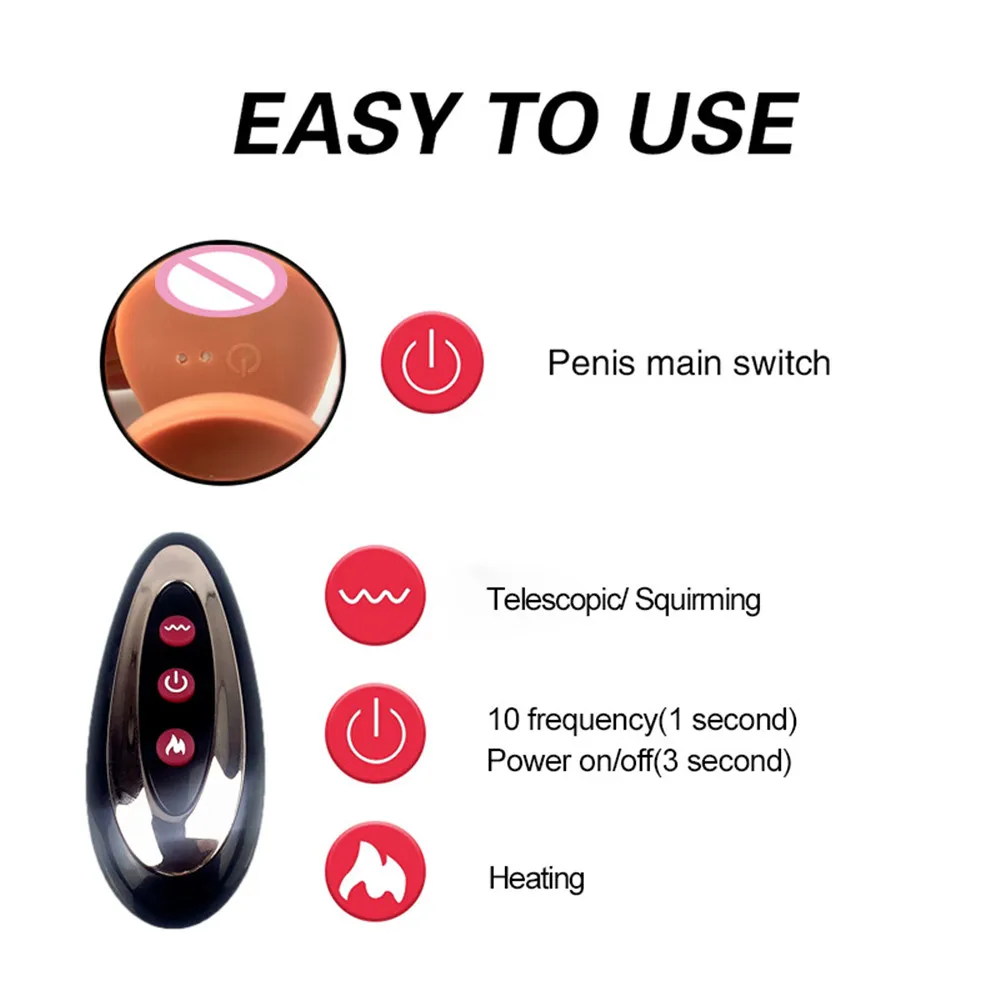 Automatic Telescopic Heating Big Dildo Vibrator Suction Cup Realistic Huge Penis Anal Sex Toys for Women Men Adults Masturbator