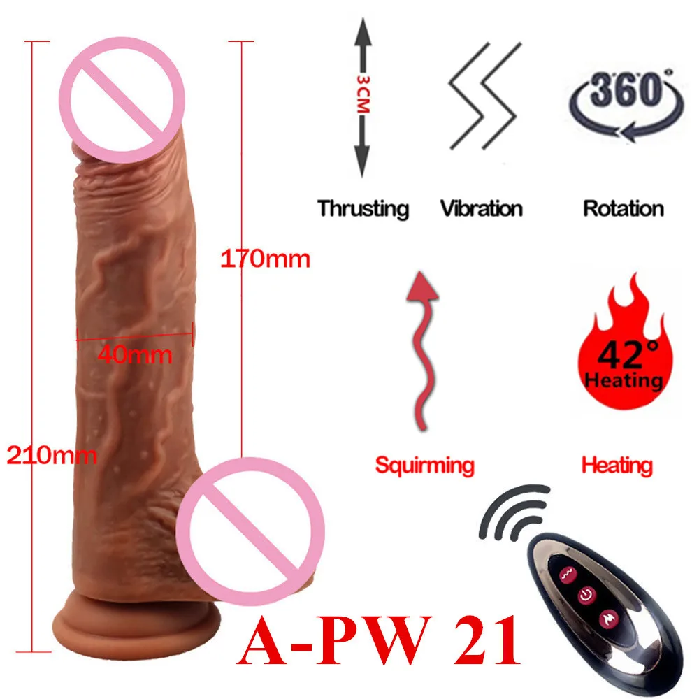 Automatic Telescopic Heating Big Dildo Vibrator Suction Cup Realistic Huge Penis Anal Sex Toys for Women Men Adults Masturbator