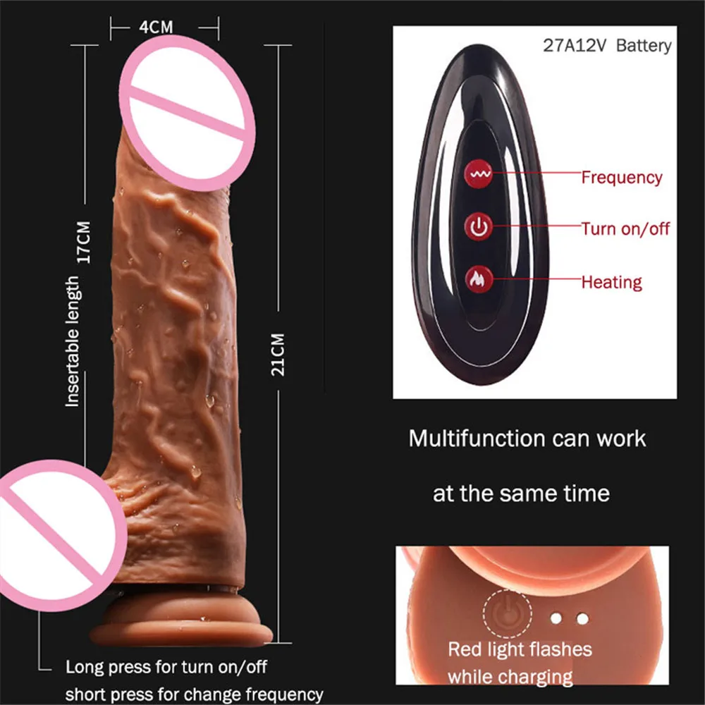 Automatic Telescopic Heating Big Dildo Vibrator Suction Cup Realistic Huge Penis Anal Sex Toys for Women Men Adults Masturbator