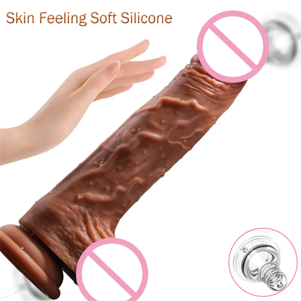 Automatic Telescopic Heating Big Dildo Vibrator Suction Cup Realistic Huge Penis Anal Sex Toys for Women Men Adults Masturbator