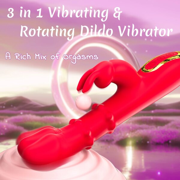 360 Rotation Thrusting Vibrator for Women 3 in 1 Clitoris Stimulator Telescopic Dildo rotating beads Female Masturbation