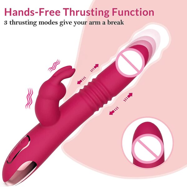 Rabbit Vibrators Thrusting Dildo for Women 10 Vibration Thrust Rotating Mode Clit G Spot Stimulator Sex Toys for Couple Pleasure