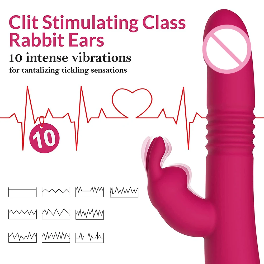 Rabbit Vibrators Thrusting Dildo for Women 10 Vibration Thrust Rotating Mode Clit G Spot Stimulator Sex Toys for Couple Pleasure