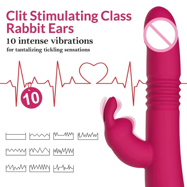 Rabbit Vibrators Thrusting Dildo for Women 10 Vibration Thrust Rotating Mode Clit G Spot Stimulator Sex Toys for Couple Pleasure