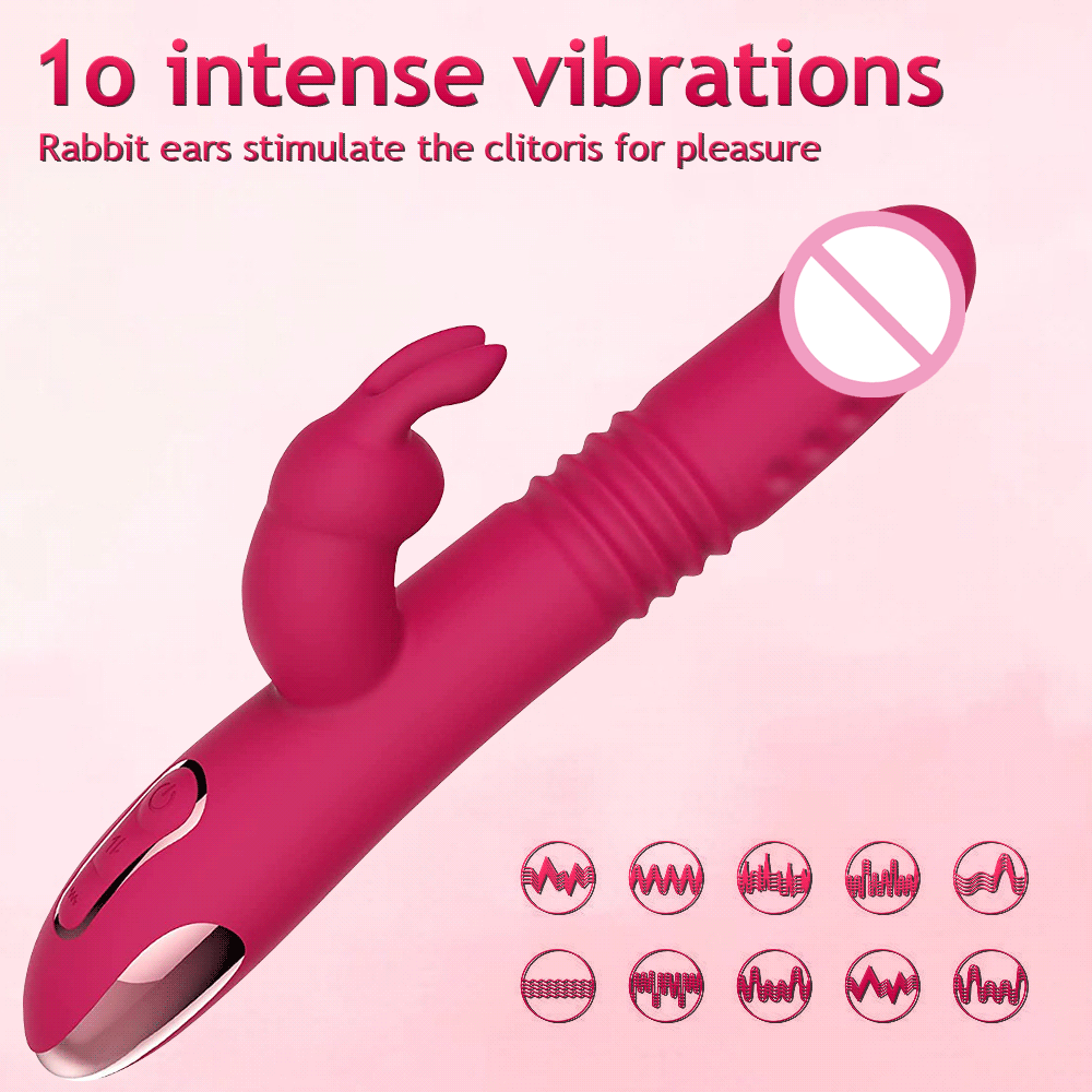 Rabbit Vibrators Thrusting Dildo for Women 10 Vibration Thrust Rotating Mode Clit G Spot Stimulator Sex Toys for Couple Pleasure