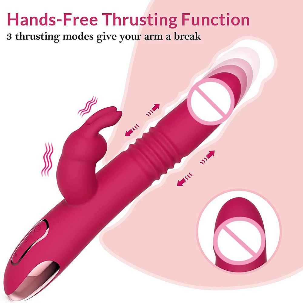 Rabbit Vibrators Thrusting Dildo for Women 10 Vibration Thrust Rotating Mode Clit G Spot Stimulator Sex Toys for Couple Pleasure