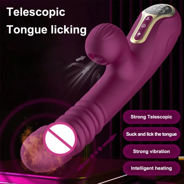 Thrusting Pushing Vibrator Sex Toy for Women Clit Sucker Clitoris G-Spot Stimulator Automatic Telescopic Female Masturbation