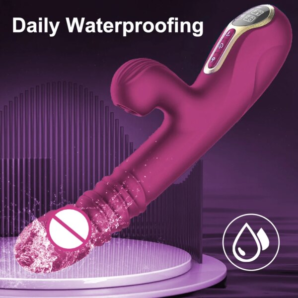 Thrusting Pushing Vibrator Sex Toy for Women Clit Sucker Clitoris G-Spot Stimulator Automatic Telescopic Female Masturbation
