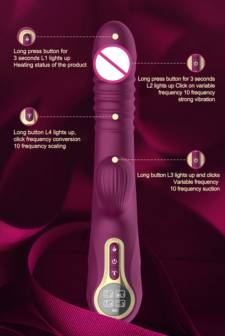 Thrusting Pushing Vibrator Sex Toy for Women Clit Sucker Clitoris G-Spot Stimulator Automatic Telescopic Female Masturbation Thrusting Pushing Vibrator Sex Toy for Women Clit Sucker Clitoris G-Spot Stimulator Automatic Telescopic Female Masturbation