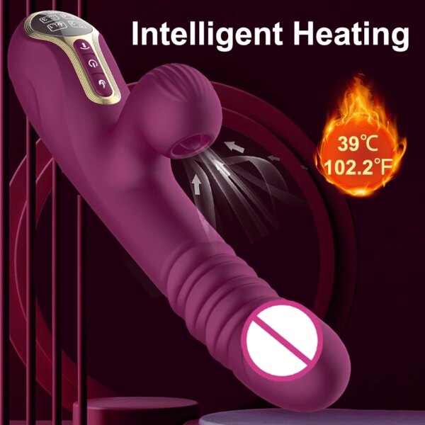 Thrusting Pushing Vibrator Sex Toy for Women Clit Sucker Clitoris G-Spot Stimulator Automatic Telescopic Female Masturbation