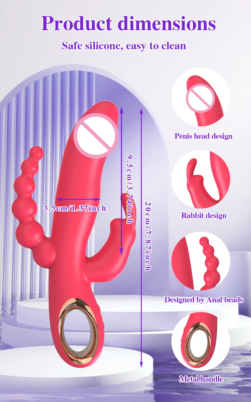Rabbit Thrusting Vibrator for Woman 3 in 1 G Spot Clitoris Stimulator Vagina Massager Female Masturbator Backyard Anal Sex Toy