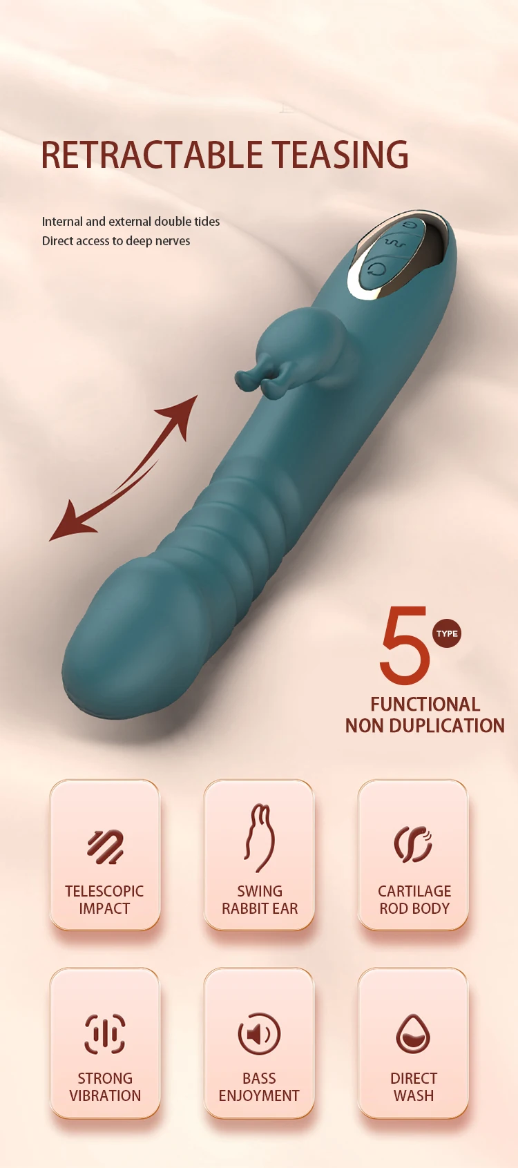 4 In 1 Dildo Rabbit Stretching Vibrator Jumping Eggs Tongue Licking G-Spot Thrusting Anal Clit Vibrator Sex Toys for Women 18