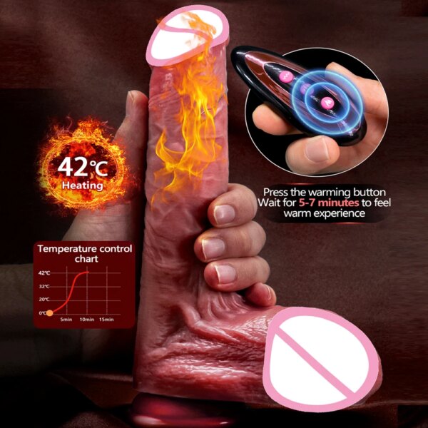 Realistic Thrusting Vibrator Dildo Adult Vibrating Bullet Head with large glans USB Chargeable sex shop Sex Toys for Women men