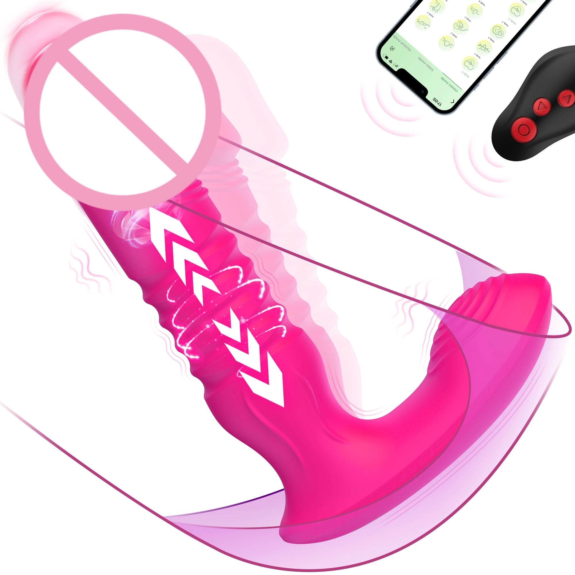 Kushor Vibrator Female Bluetooth APP Controlled Wireless Thrusting Dildo G Spot Clitoris Stimulator Wear Sex Toys for Women