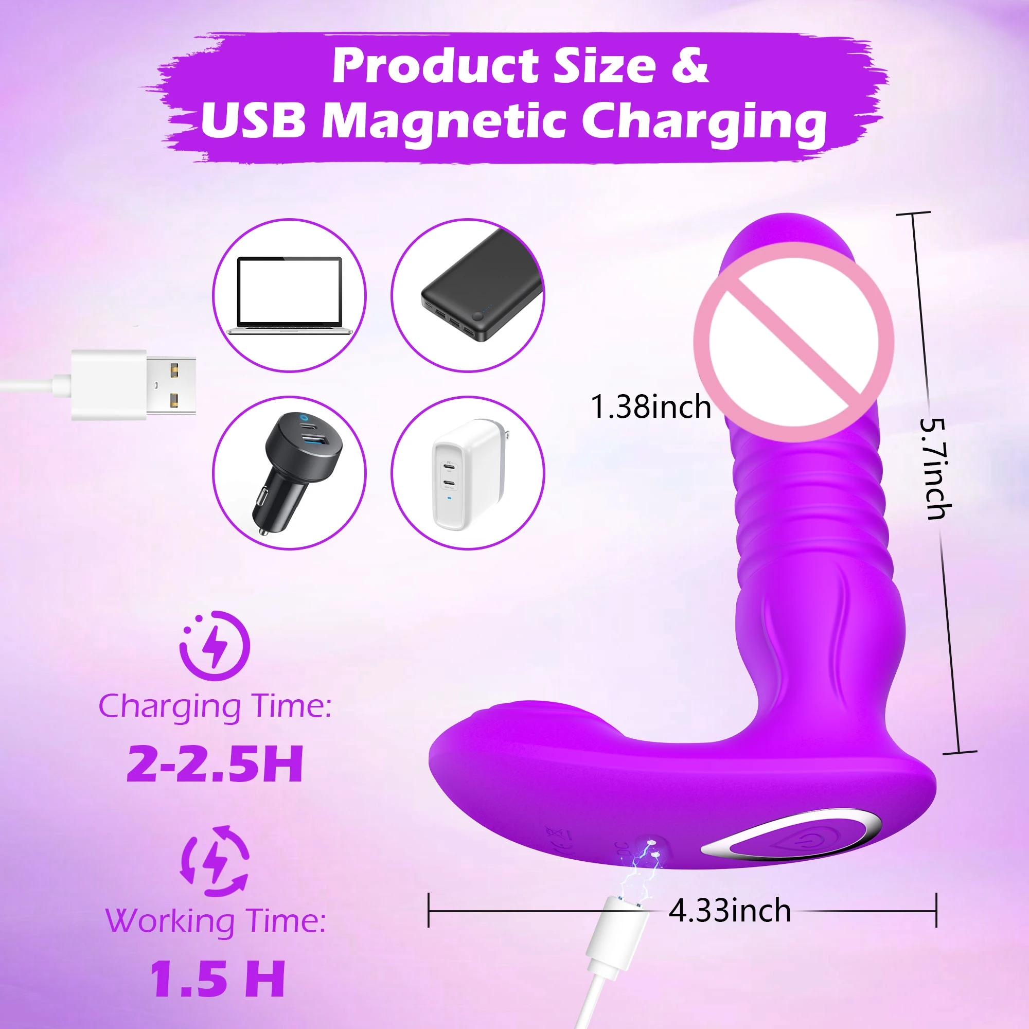 Kushor Vibrator Female Bluetooth APP Controlled Wireless Thrusting Dildo G Spot Clitoris Stimulator Wear Sex Toys for Women
