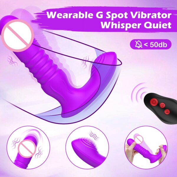 Vibrator Female Bluetooth APP Controlled Wireless Thrusting Dildo G Spot Clitoris Stimulator Wear Sex Toys for Women