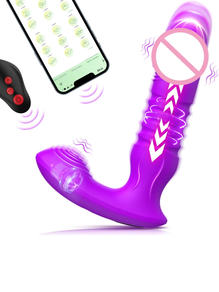 Kushor Vibrator Female Bluetooth APP Controlled Wireless Thrusting Dildo G Spot Clitoris Stimulator Wear Sex Toys for Women