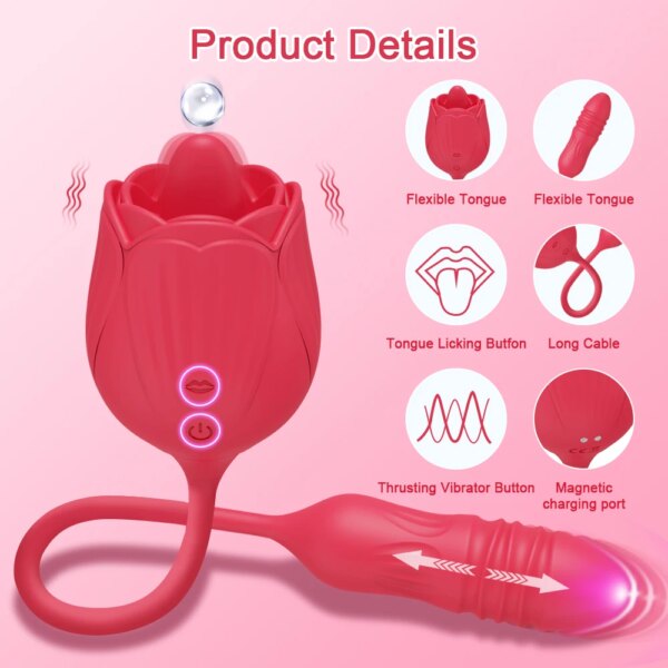 Rose-Vibrator Female Oral Tongue Licking Clitoris G Spot Stimulator Thrusting Vibrating Love Egg Dildo Adults Sex Toys for Women
