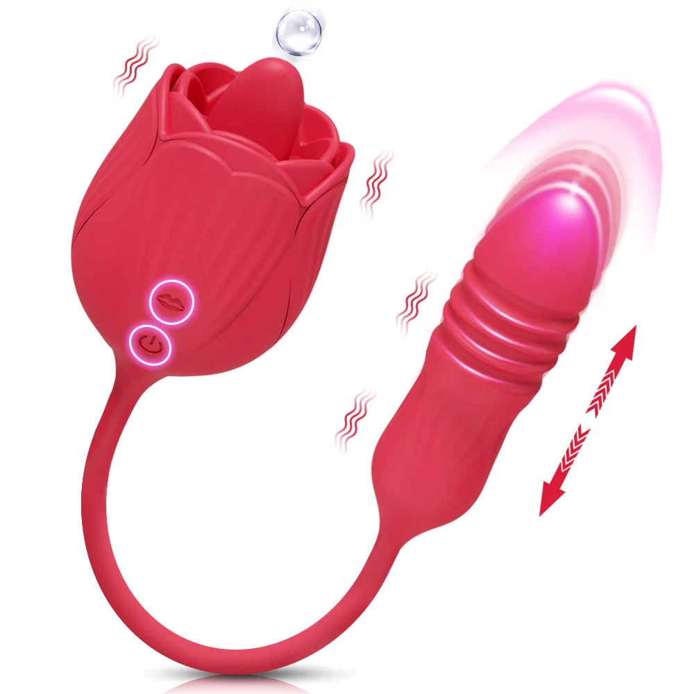 Rose-Vibrator Female Oral Tongue Licking Clitoris G Spot Stimulator Thrusting Vibrating Love Egg Dildo Adults Sex Toys for Women