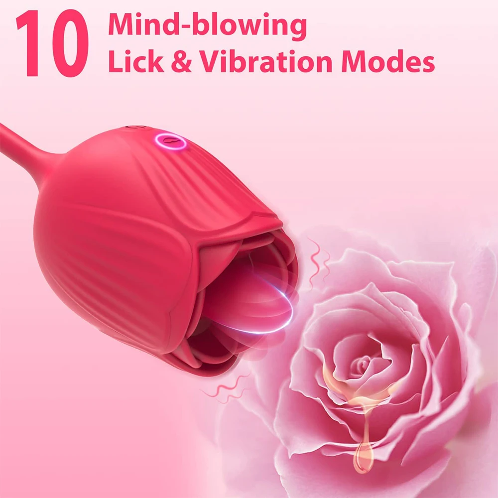 Rose-Vibrator Female Oral Tongue Licking Clitoris G Spot Stimulator Thrusting Vibrating Love Egg Dildo Adults Sex Toys for Women